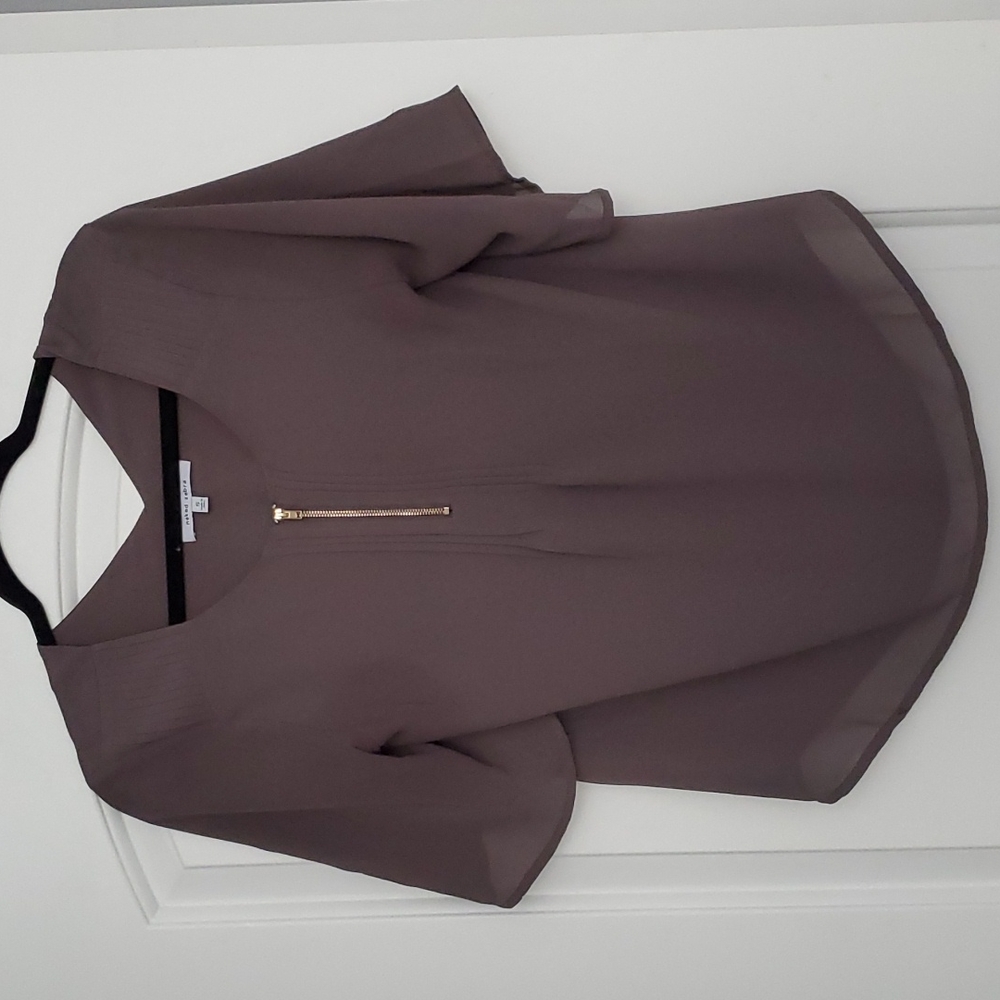 Grey women's blouse small with zipper detail
